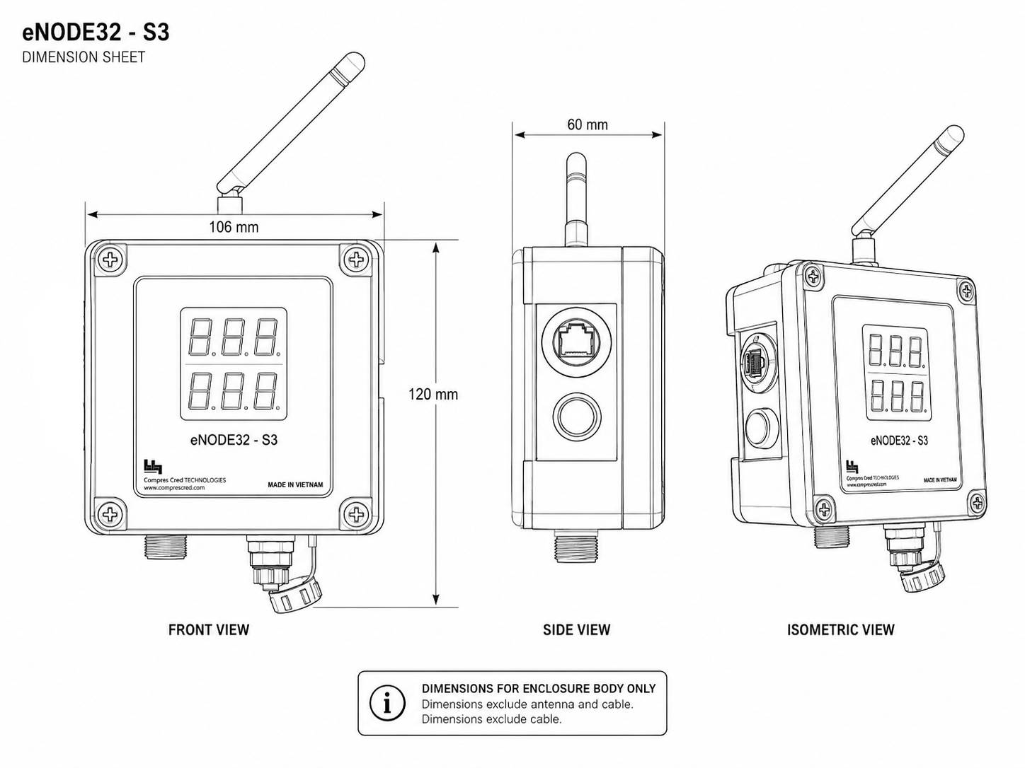 eNODE32 mechanical dimensions