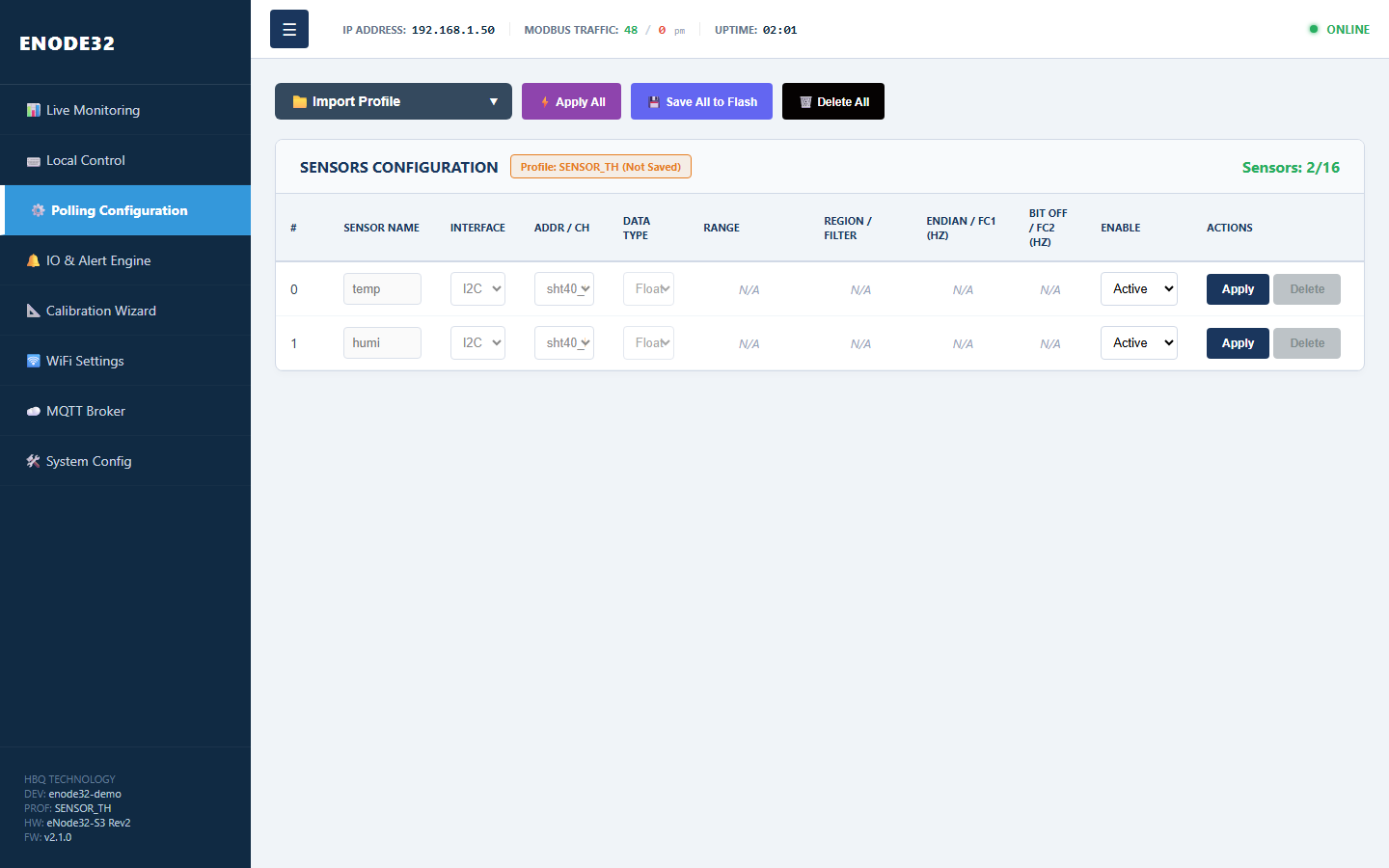 device_profile SENSOR_TH imported