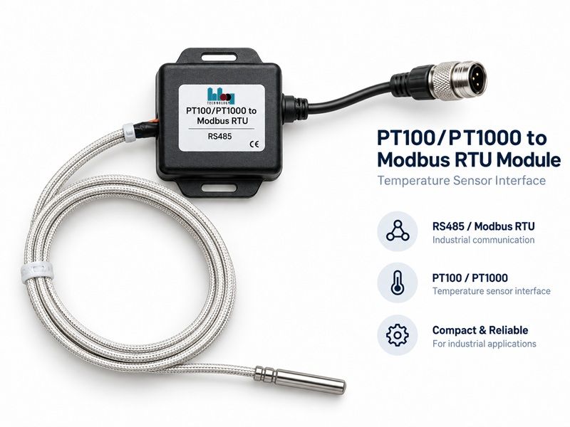 PT100/PT1000 to Modbus RTU module and key interfaces
