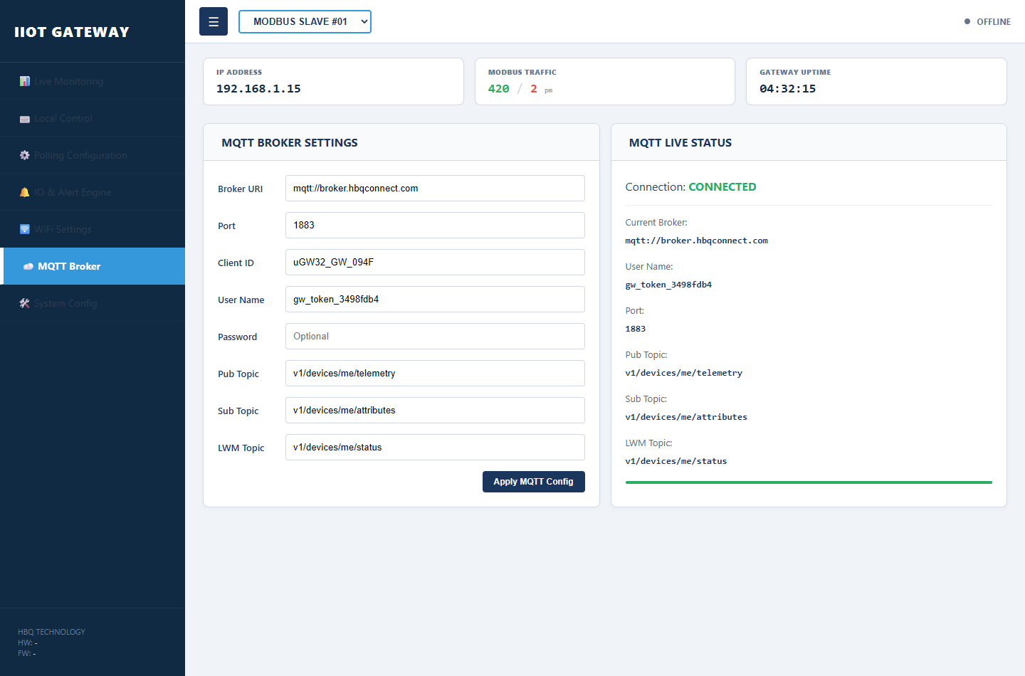 MQTT Server Connection